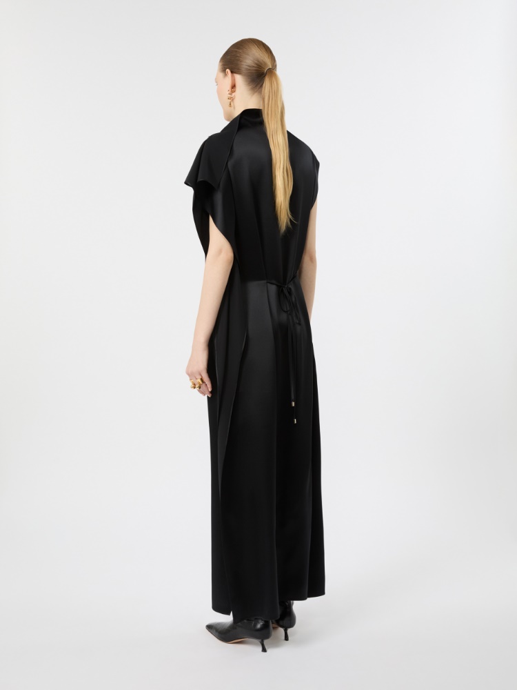 Long silk dress with ruffle detail - BLACK - Max Mara - 3