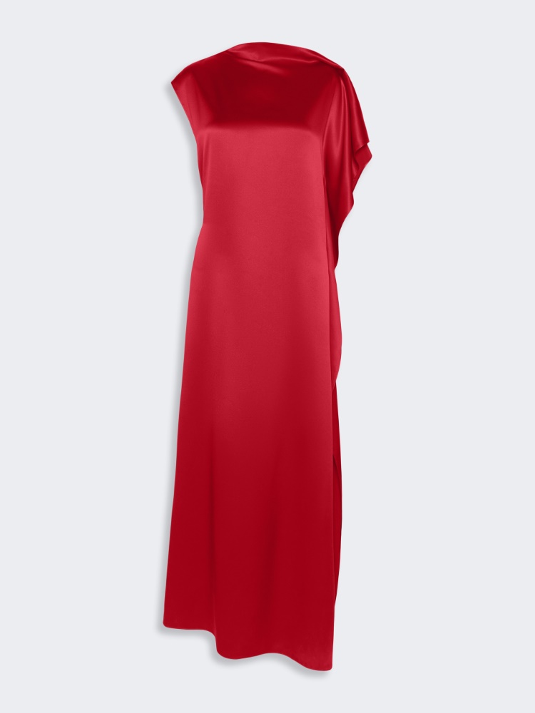 Long silk dress with ruffle detail - RUBY