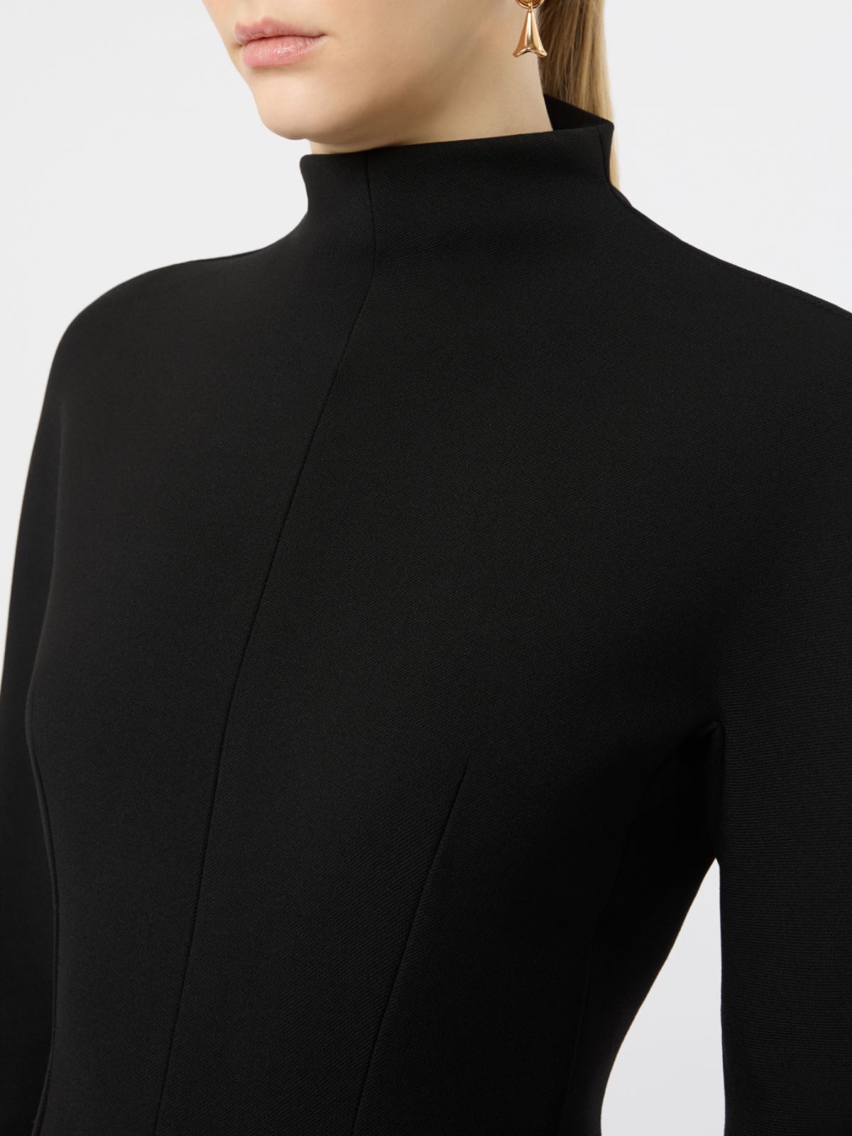 Short stretch wool-blend hourglass dress - BLACK - Max Mara - 4