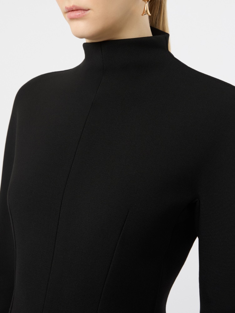 Short stretch wool-blend hourglass dress - BLACK - Max Mara - 4