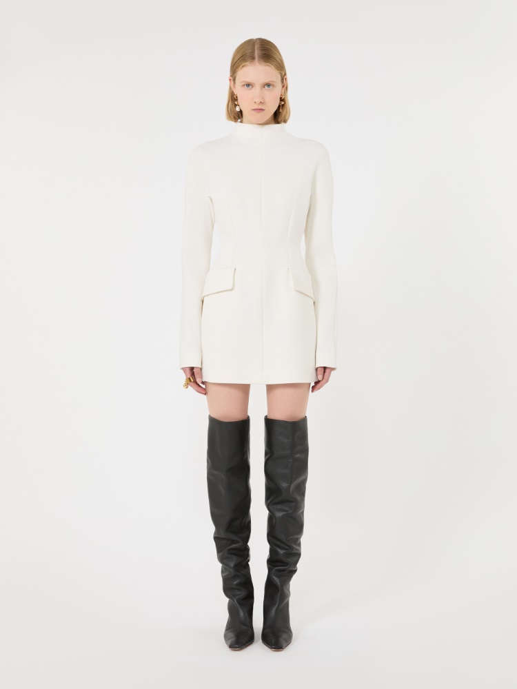 Short stretch wool-blend hourglass dress - MILK - Max Mara - 2