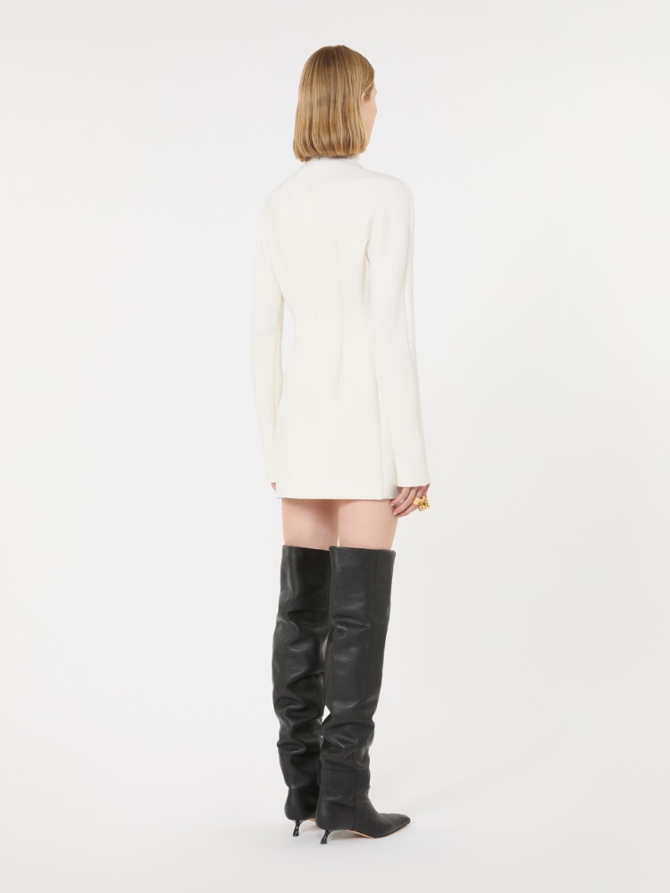 Short stretch wool-blend hourglass dress - MILK - Max Mara - 3