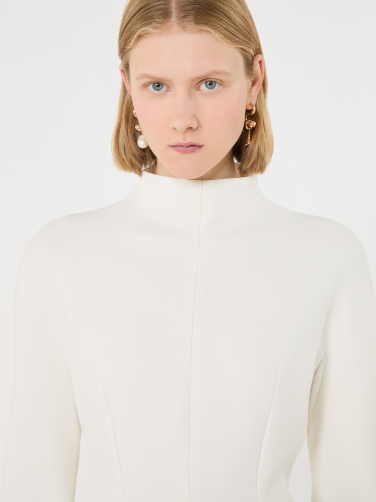 Short stretch wool-blend hourglass dress - MILK - Max Mara - 4