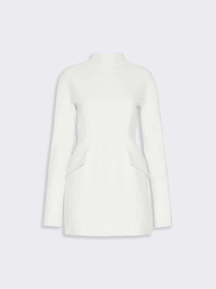 Short stretch wool-blend hourglass dress - MILK