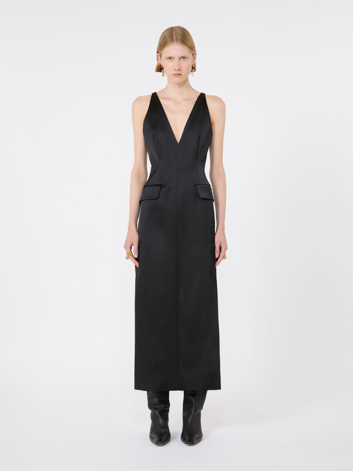 Long stretch satin dress - BLACK - Max Mara - 2