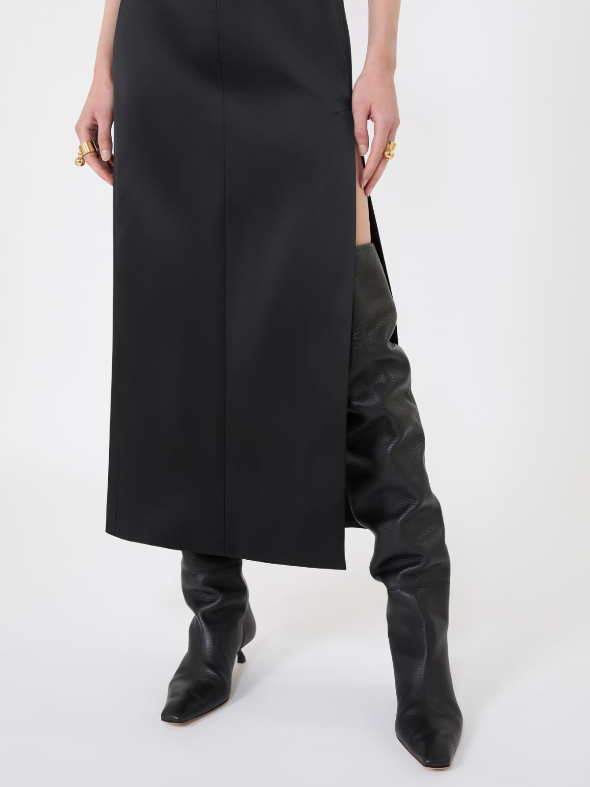 Long stretch satin dress - BLACK - Max Mara - 4