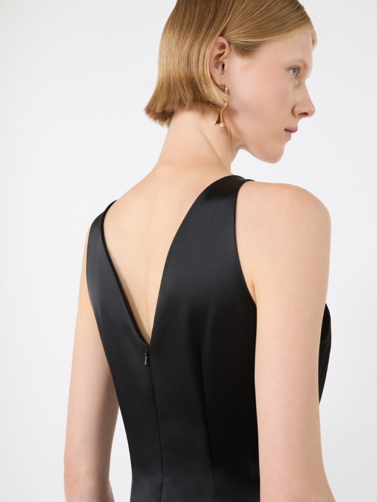 Abito lungo in raso stretch - NERO