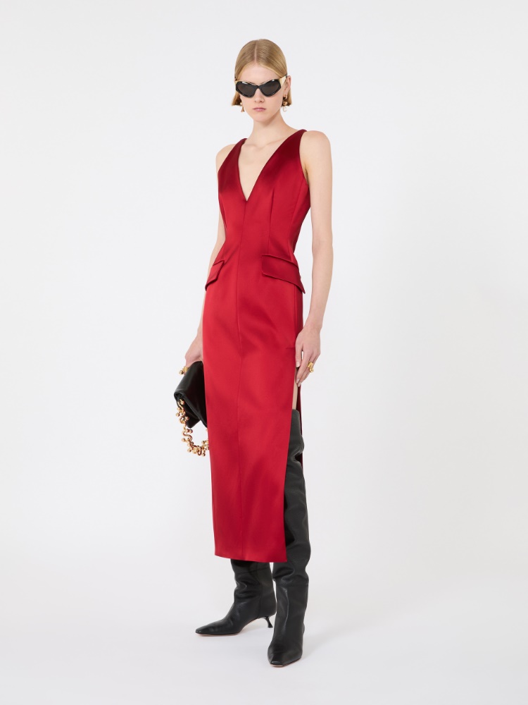 Long stretch satin dress - RUBY