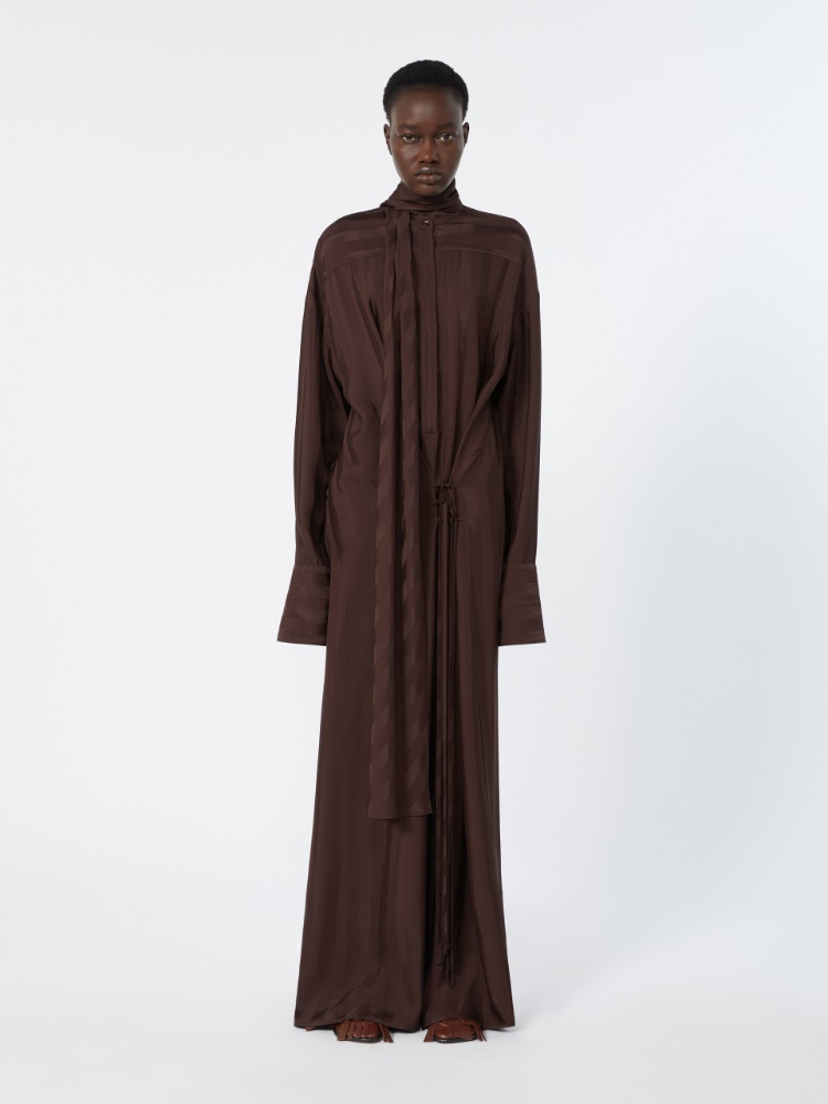 Long satin dress - CHOCOLATE - 2