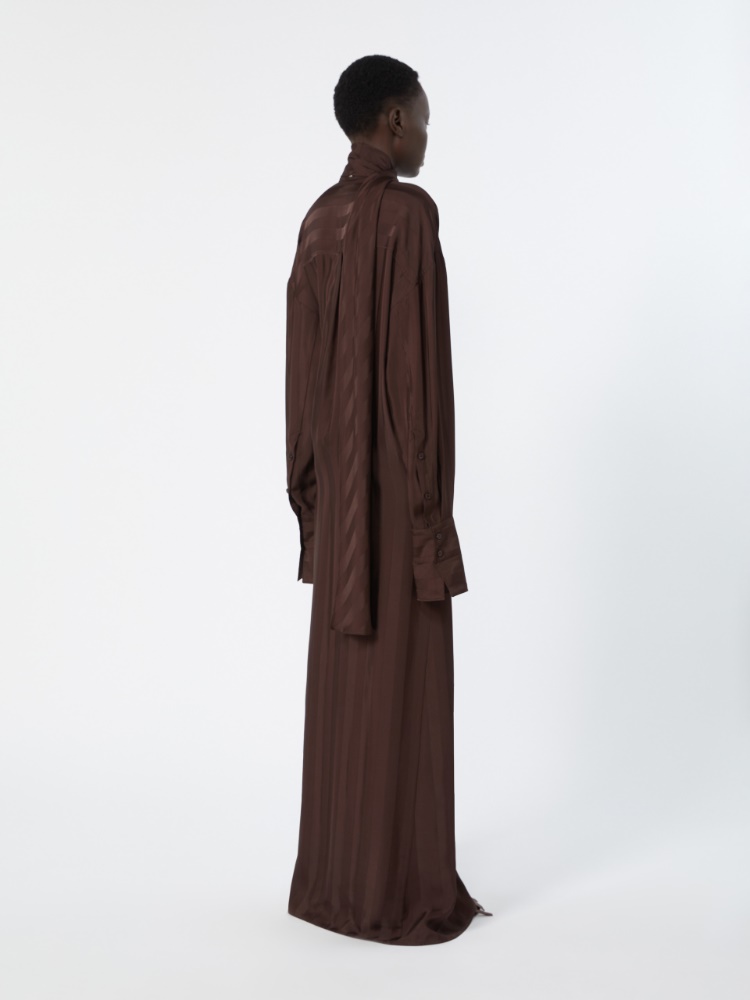 Long satin dress - CHOCOLATE - 3