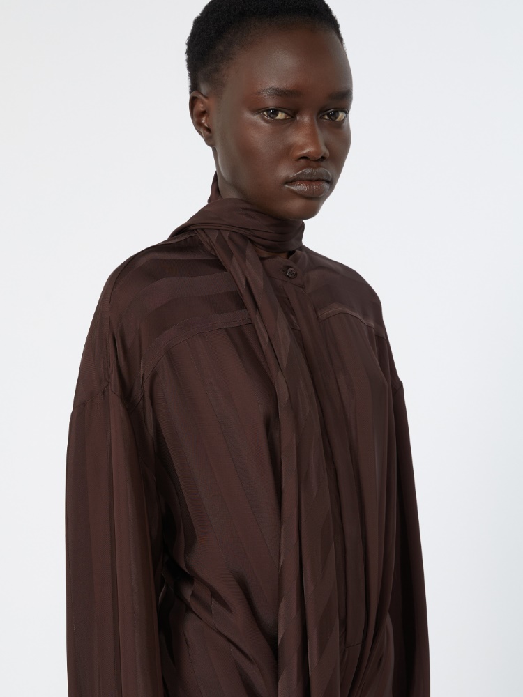 Long satin dress - CHOCOLATE - 4