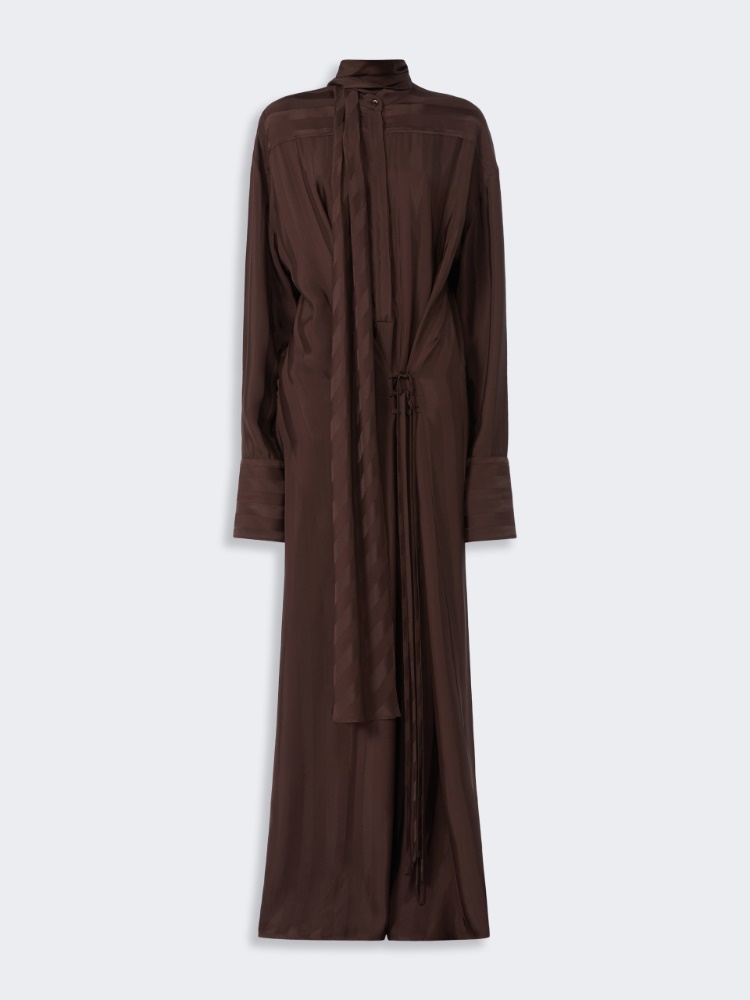 Long satin dress - CHOCOLATE - 5