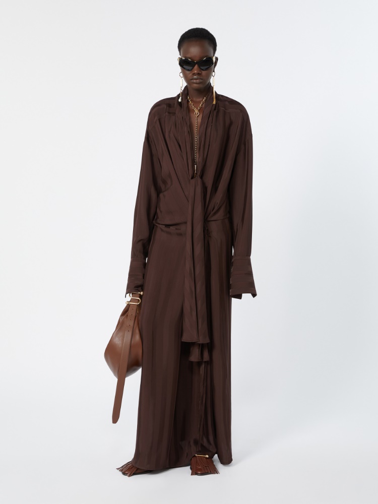 Long satin dress + CHOCOLATE - Max Mara