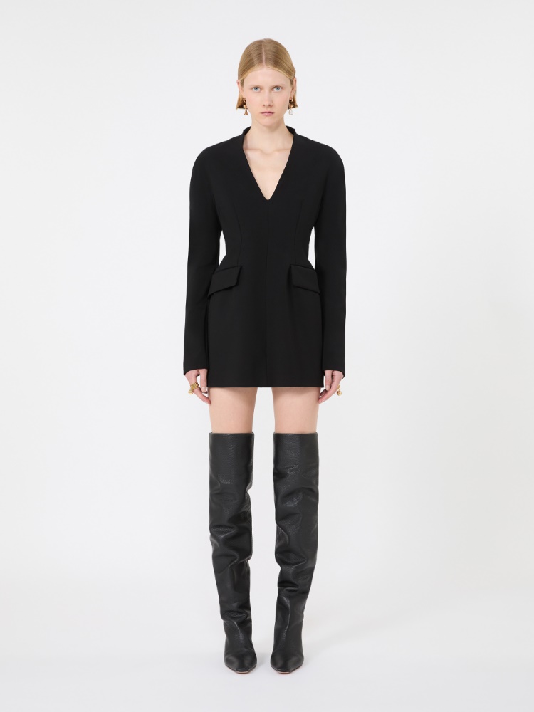 Stretch viscose-blend hourglass dress - BLACK - Max Mara - 2