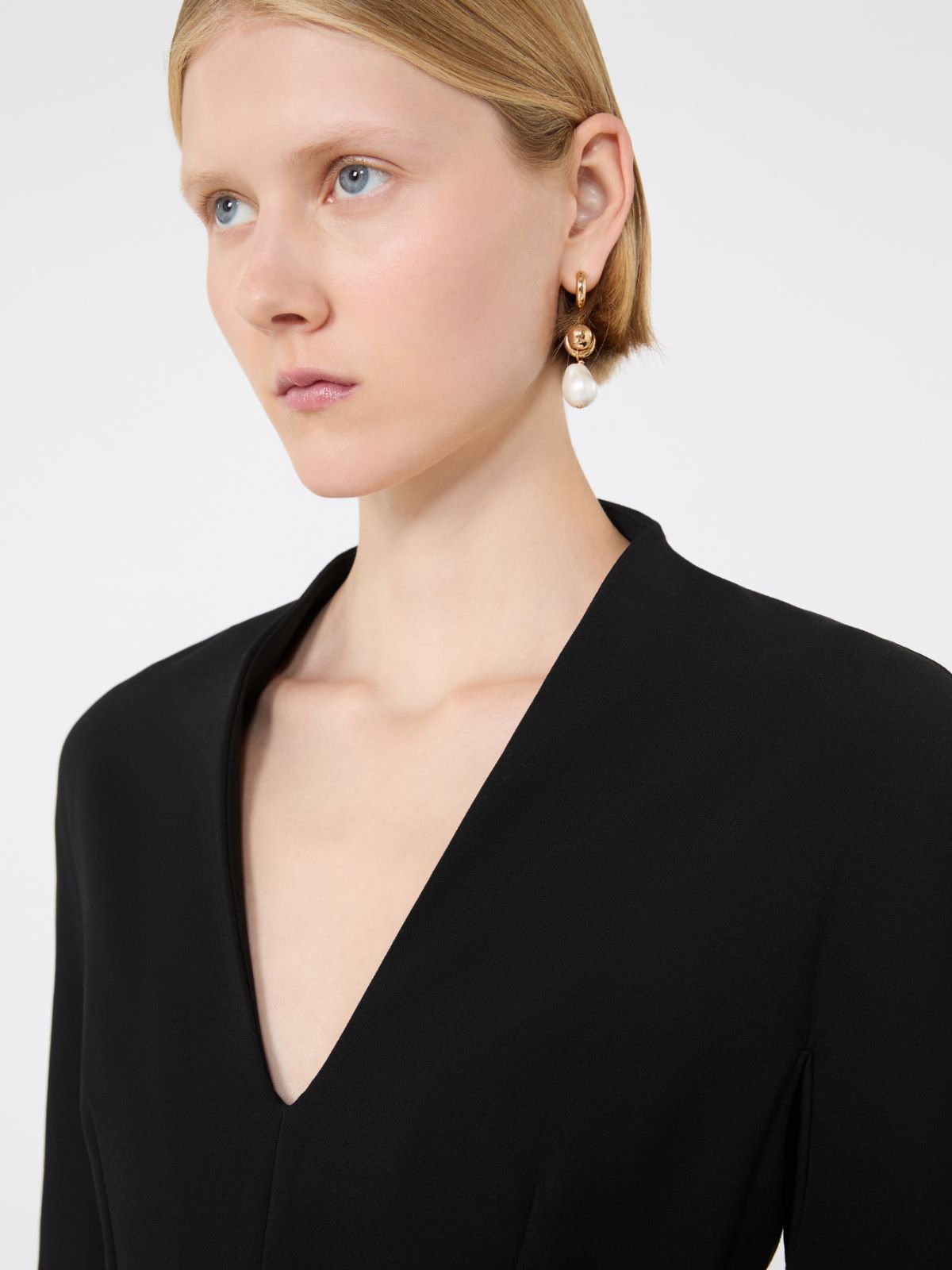 Stretch viscose-blend hourglass dress - BLACK - Max Mara - 4