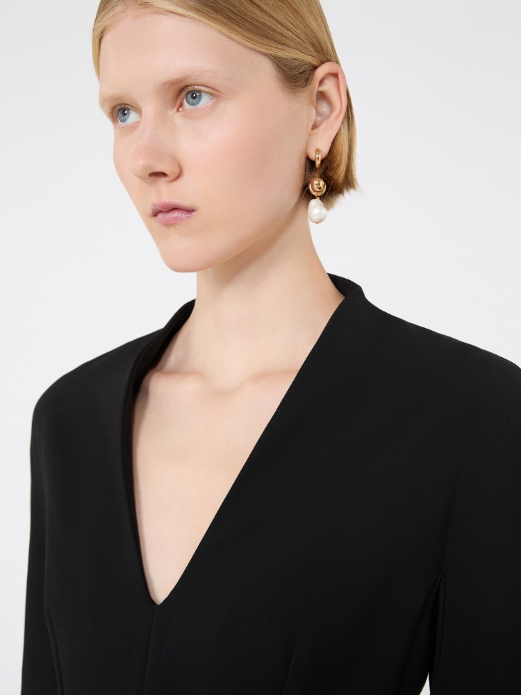 Stretch viscose-blend hourglass dress - BLACK - Max Mara - 4