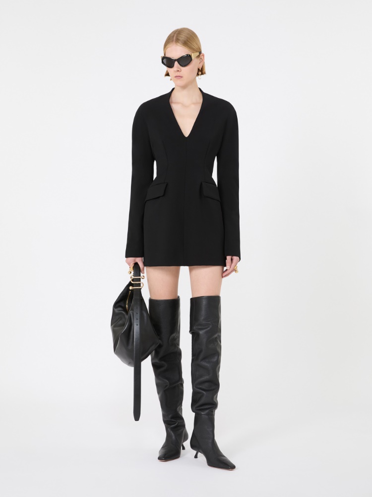 Stretch viscose-blend hourglass dress - BLACK