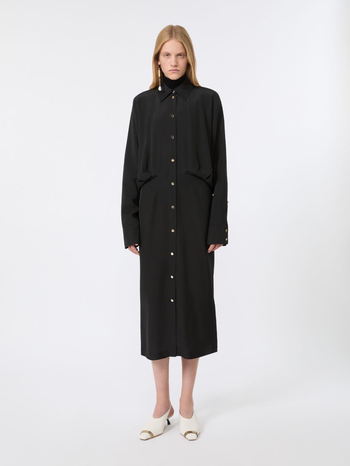 Oversized viscose shirt dress - BLACK - Max Mara - 2