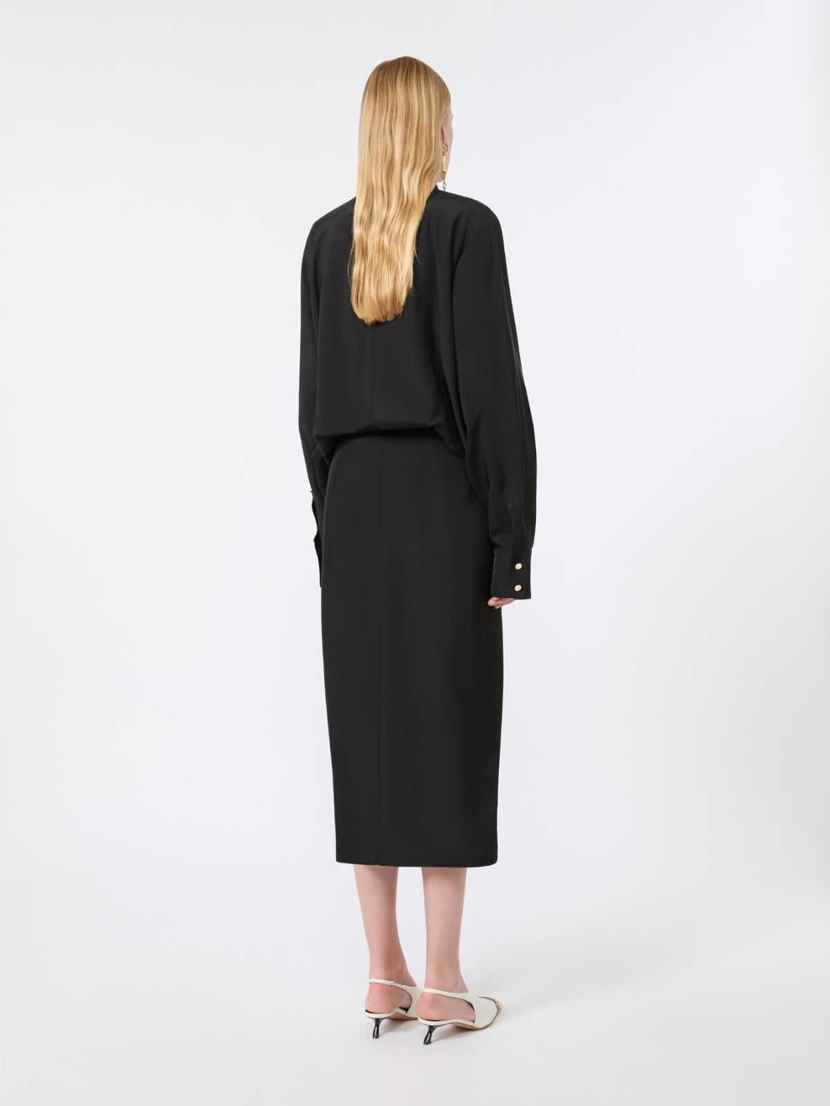 Oversized viscose shirt dress - BLACK - Max Mara - 3