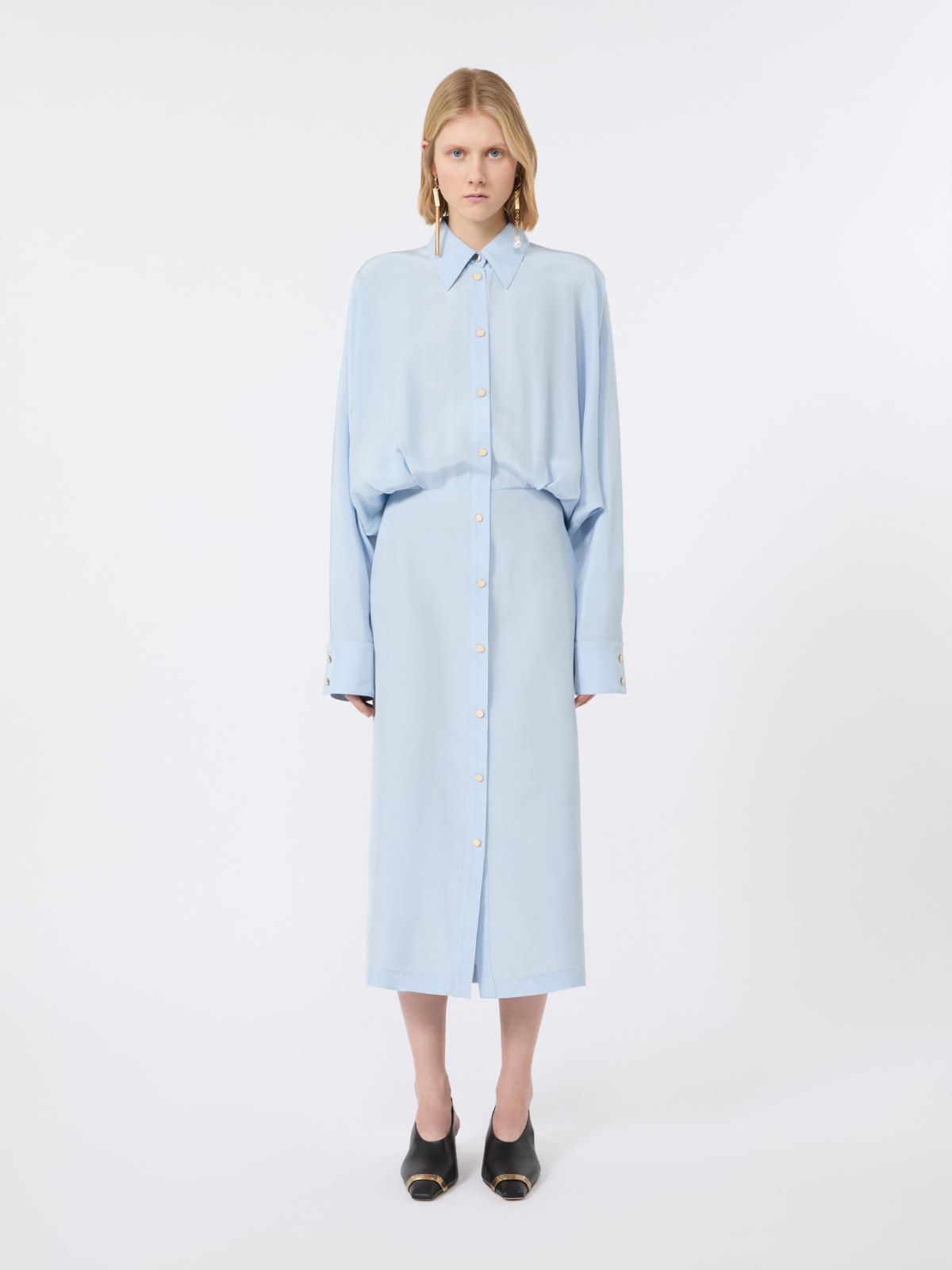 Oversized viscose shirt dress - MEDIUM GREY - Max Mara - 2