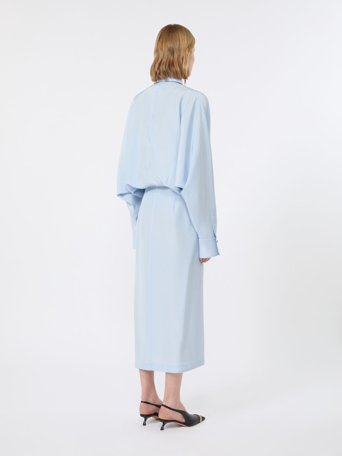 Oversized viscose shirt dress - MEDIUM GREY - Max Mara - 3
