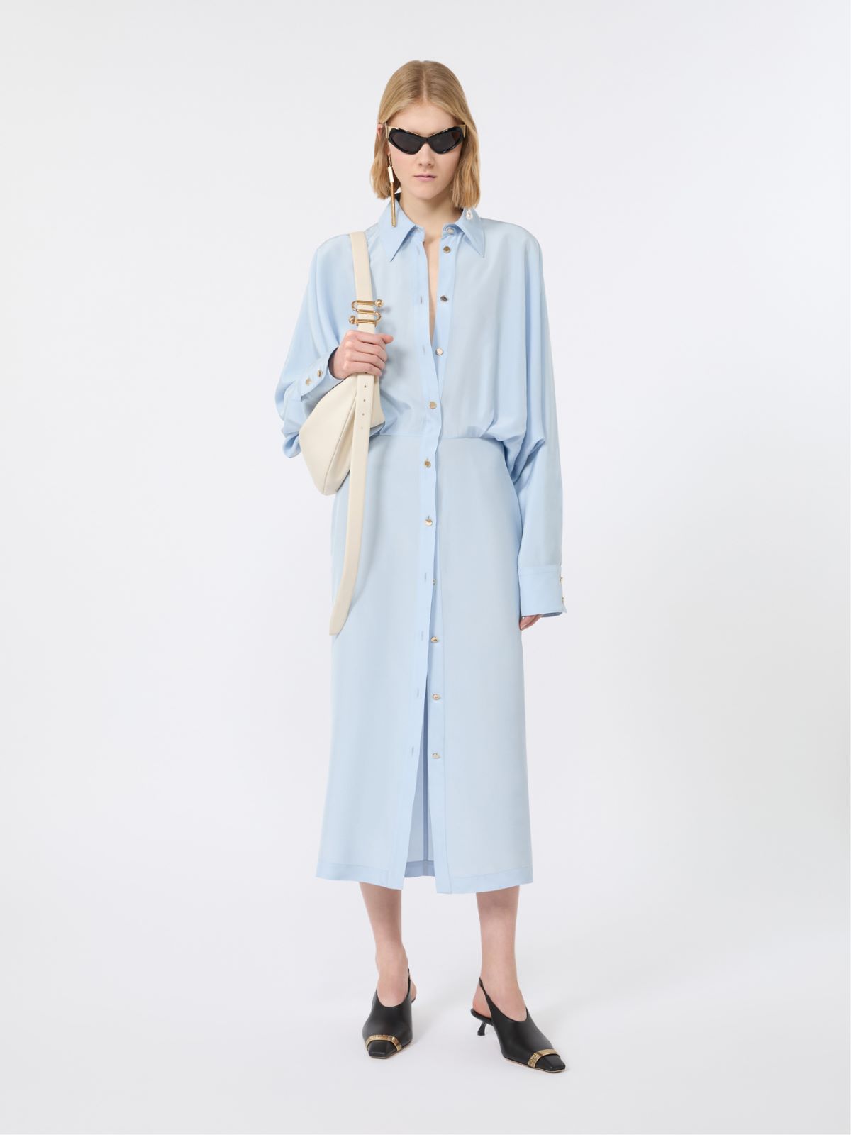 Oversized viscose shirt dress - MEDIUM GREY
