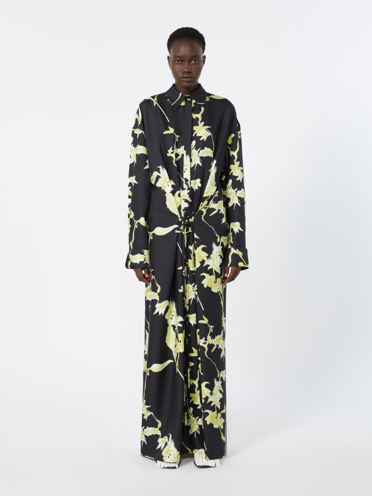 Robe portefeuille en soie - NOIR - 2