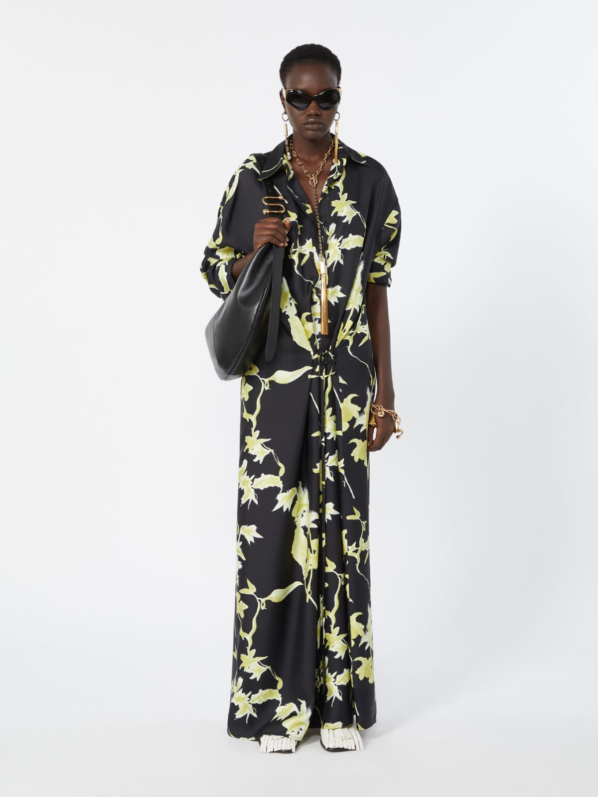 Silk wrap dress - BLACK
