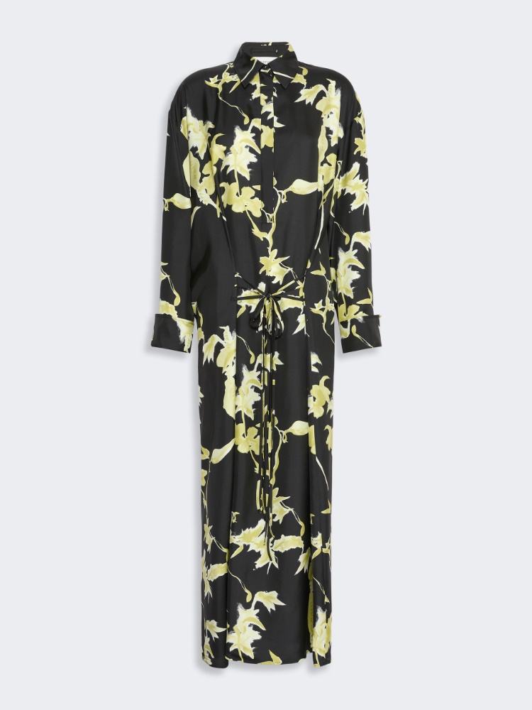 Robe portefeuille en soie - NOIR