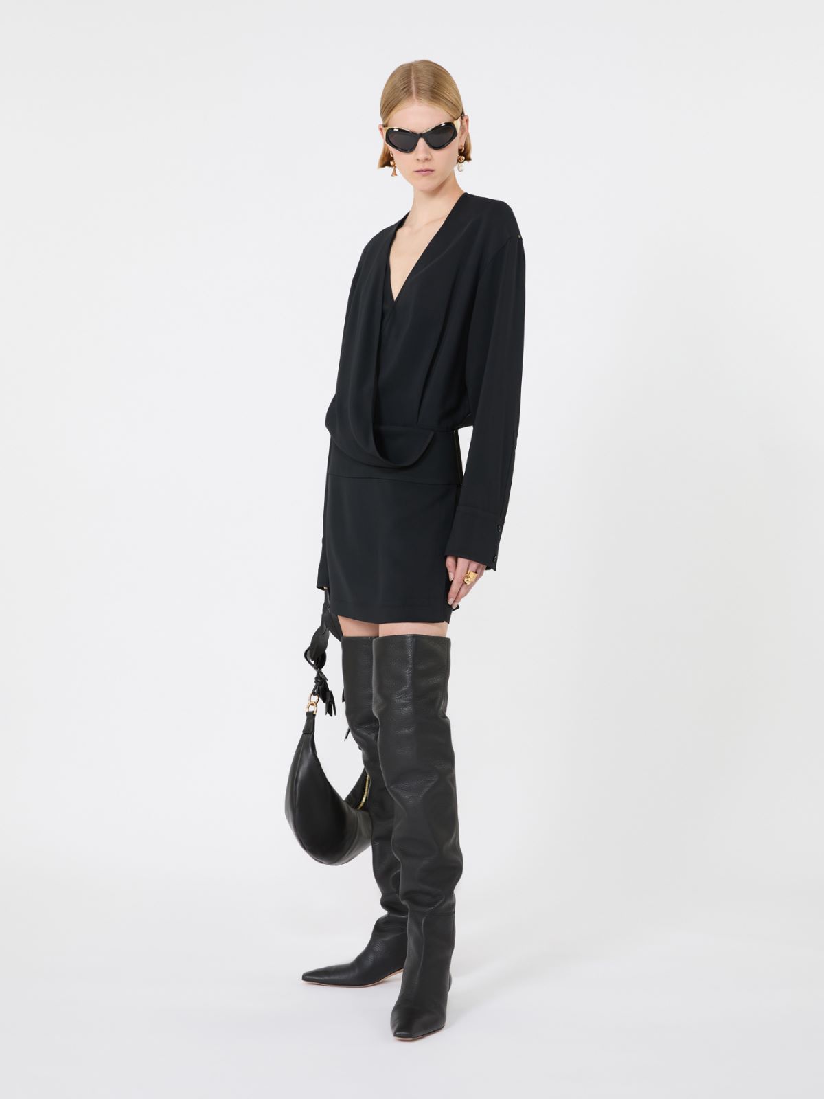 Short cady dress - BLACK