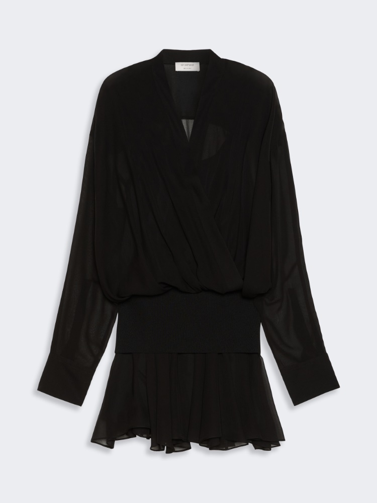 Robe courte en soie - NOIR