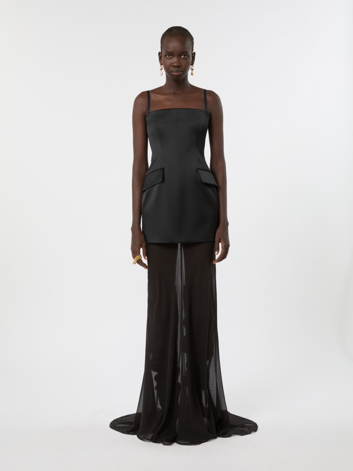 Long stretch satin two-piece dress - BLACK - Max Mara - 2