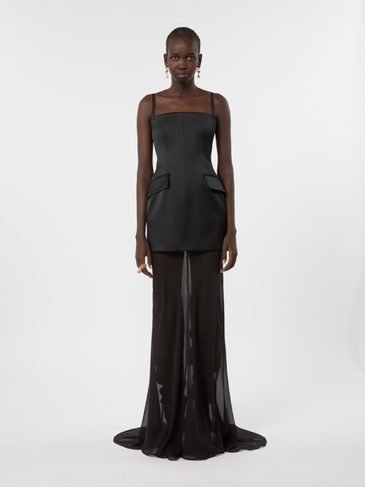 Long stretch satin two-piece dress - BLACK - Max Mara - 2