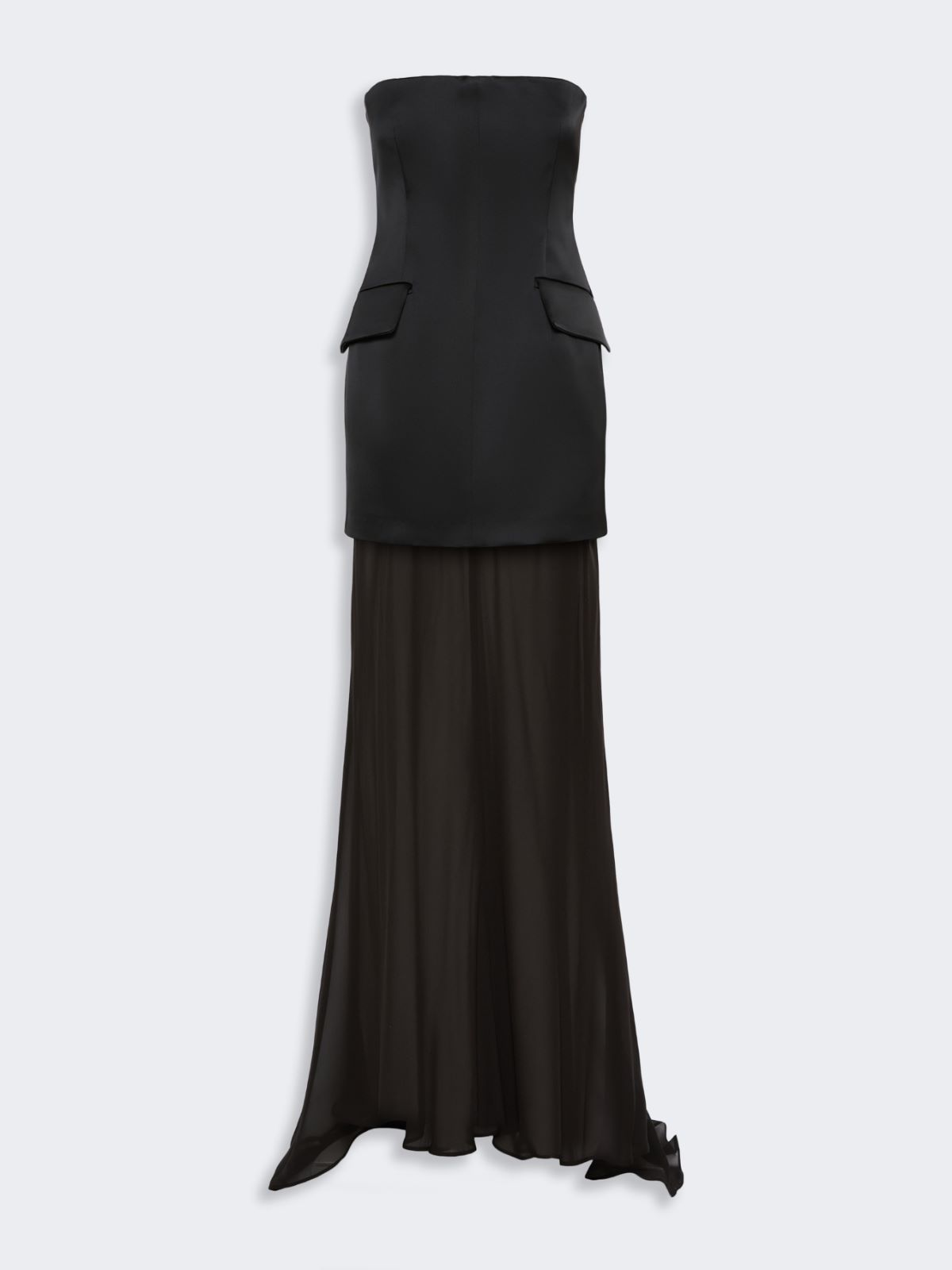 Long stretch satin two-piece dress - BLACK - Max Mara - 5