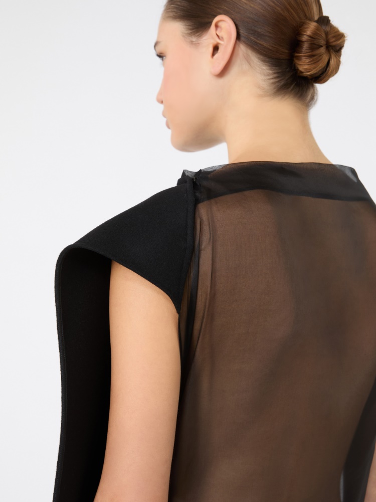 Ärmelloses, asymmetrisches Kleid - SCHWARZ
