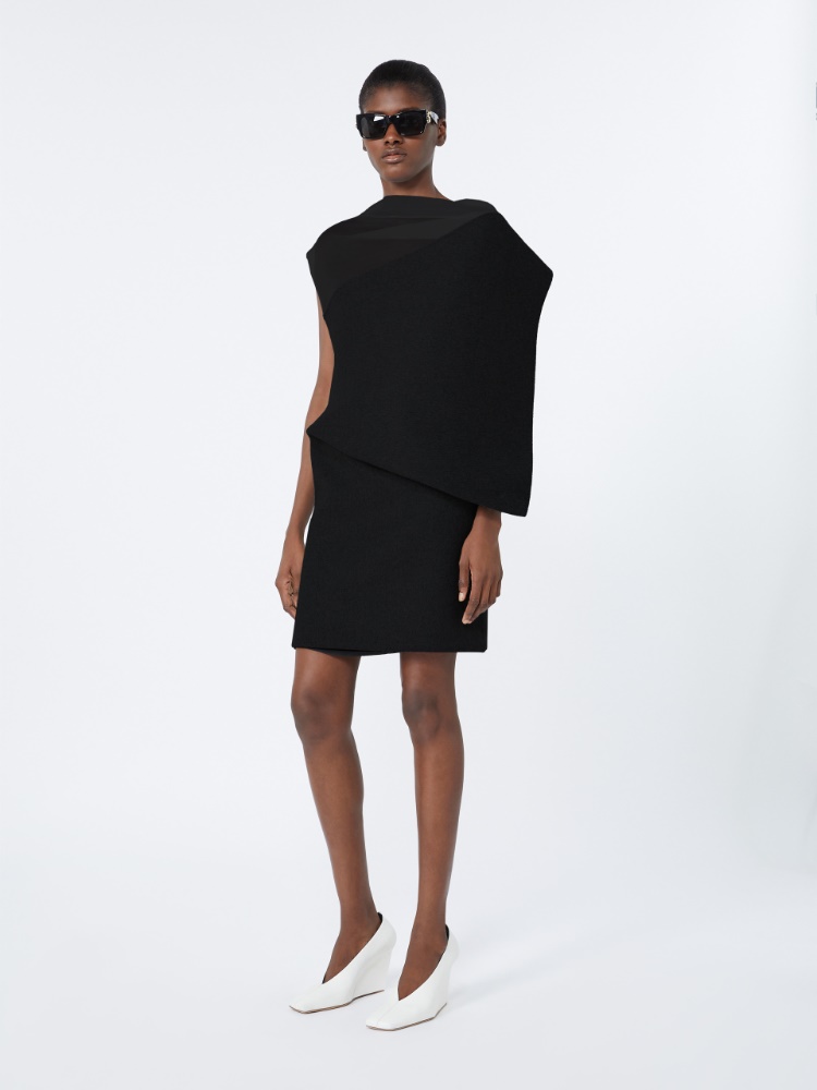 Asymmetric sleeveless dress - BLACK