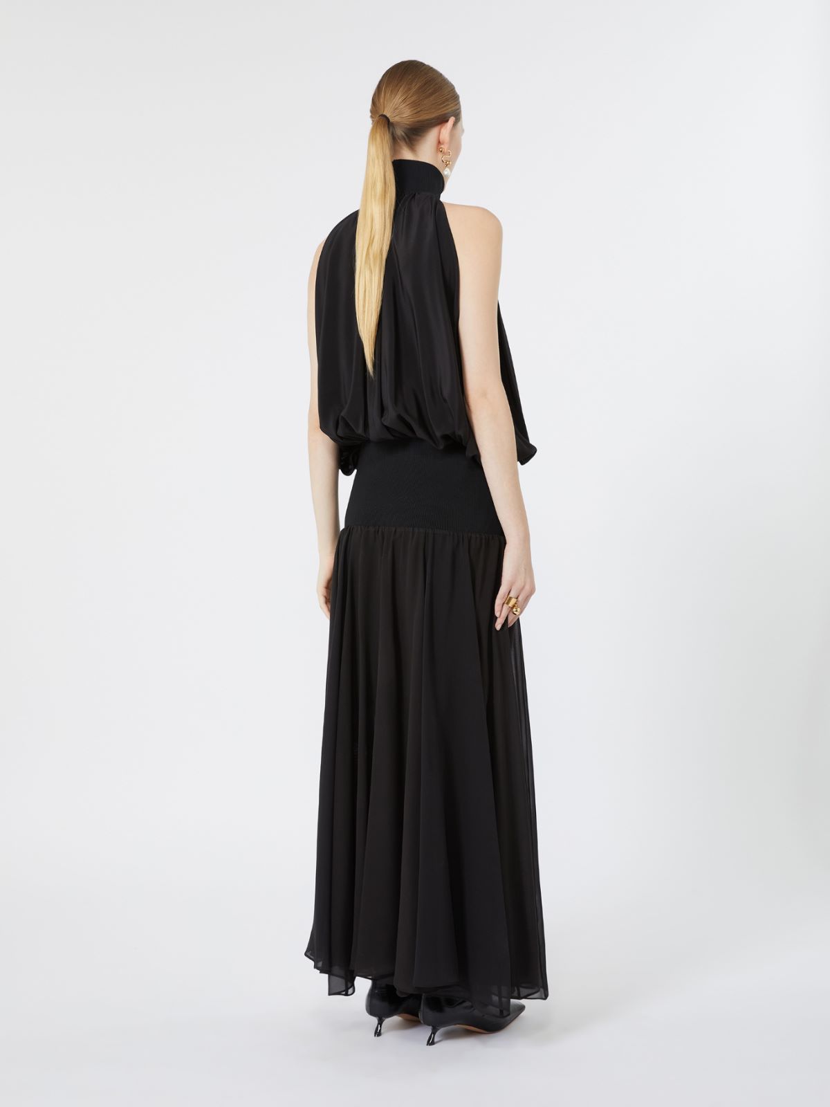 Long silk georgette dress - BLACK - Max Mara - 3