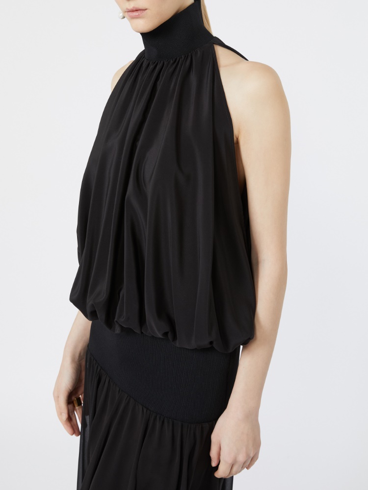 Long silk georgette dress - BLACK - Max Mara - 4