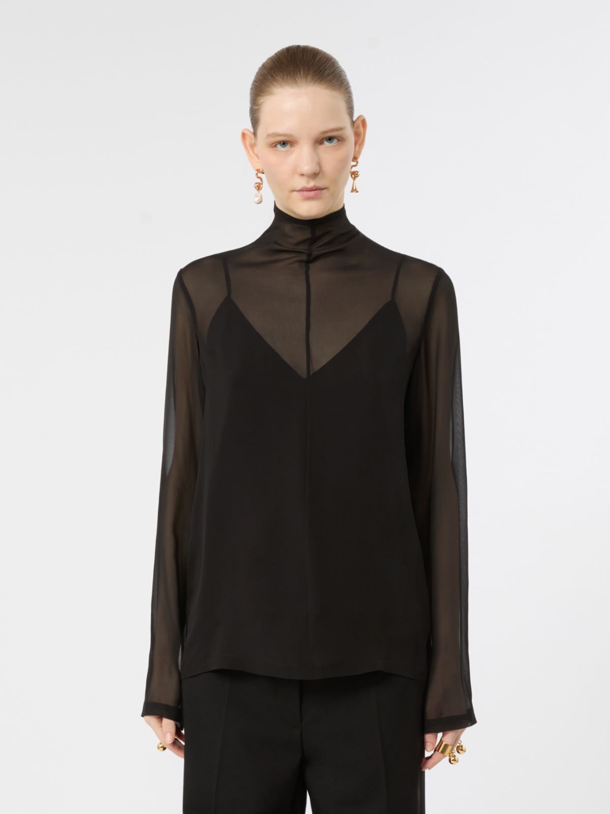 Silk blouse with camisole - BLACK - Max Mara - 2