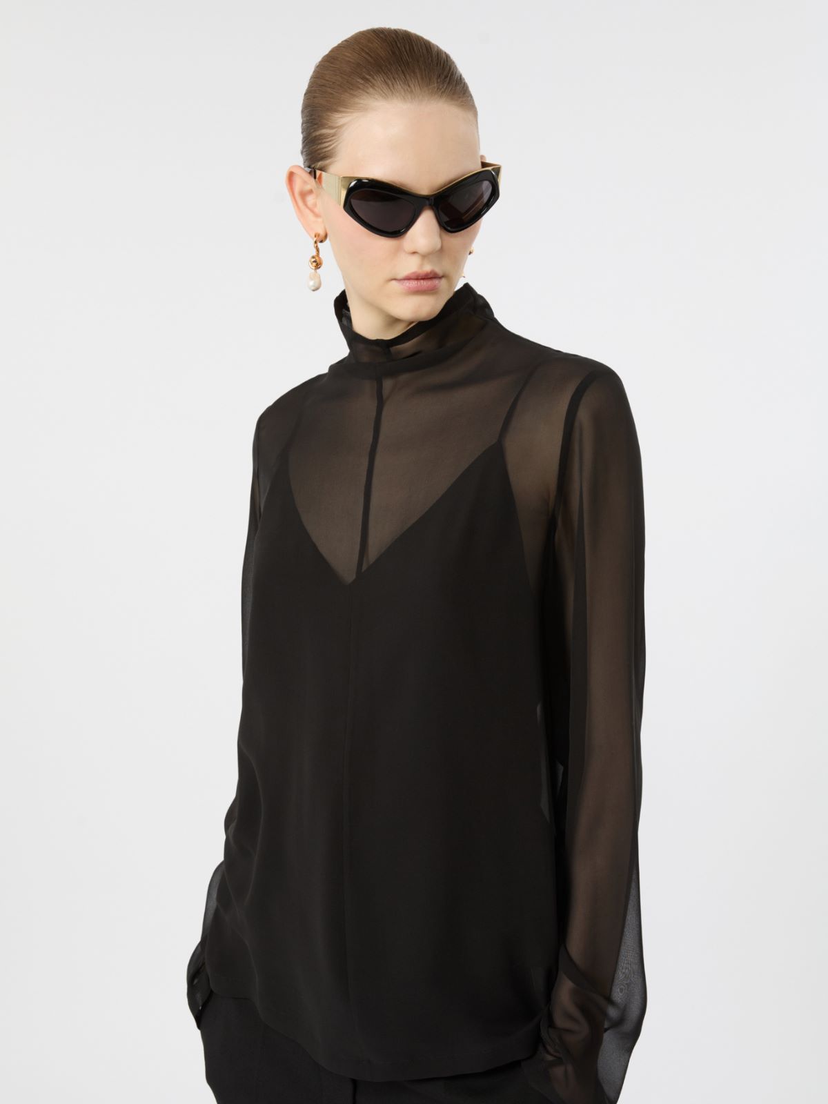 Silk blouse with camisole - BLACK - Max Mara - 4