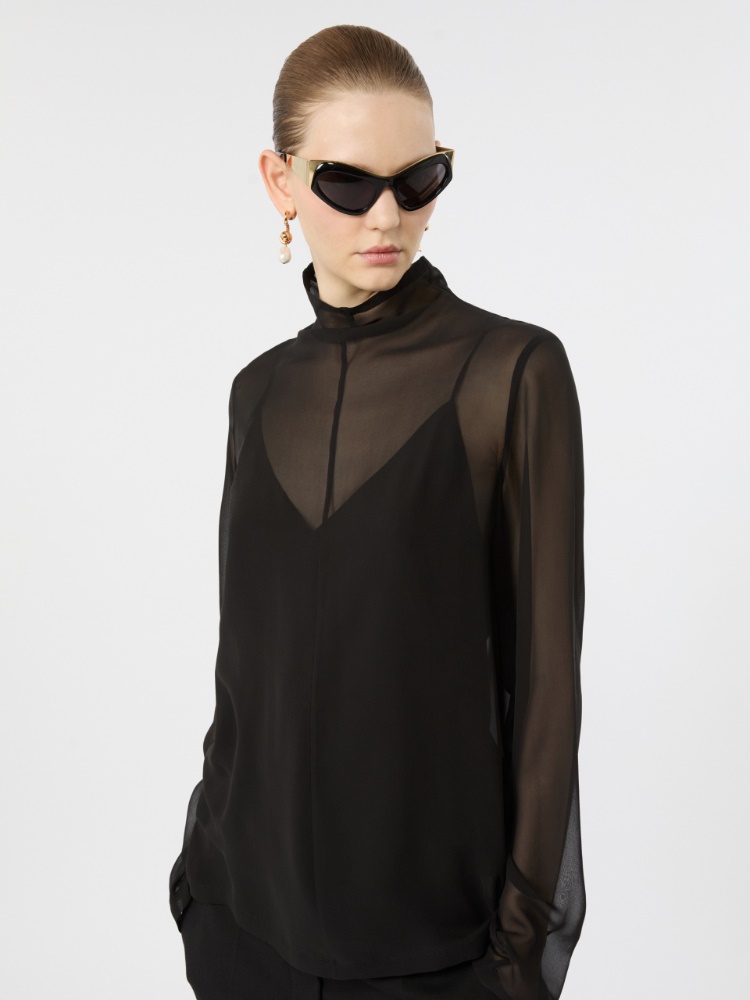 Silk blouse with camisole - BLACK - Max Mara - 4