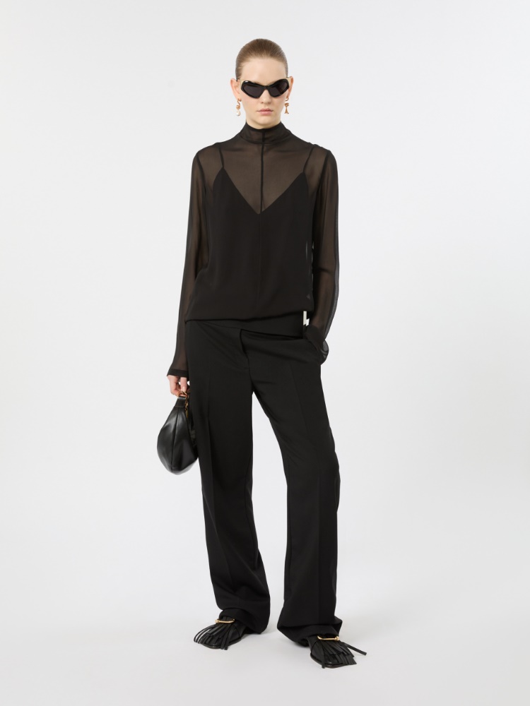 Silk blouse with camisole - BLACK