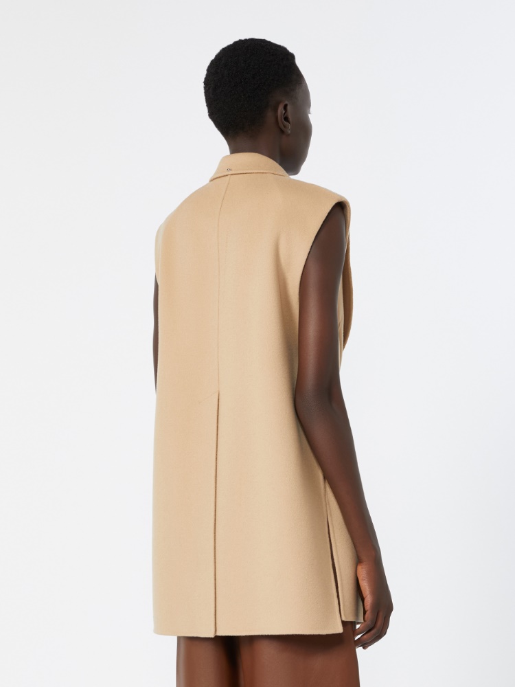 Blazer smanicato in double di pura lana - CAMMELLO - 3