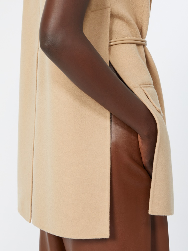 Blazer smanicato in double di pura lana - CAMMELLO - 5