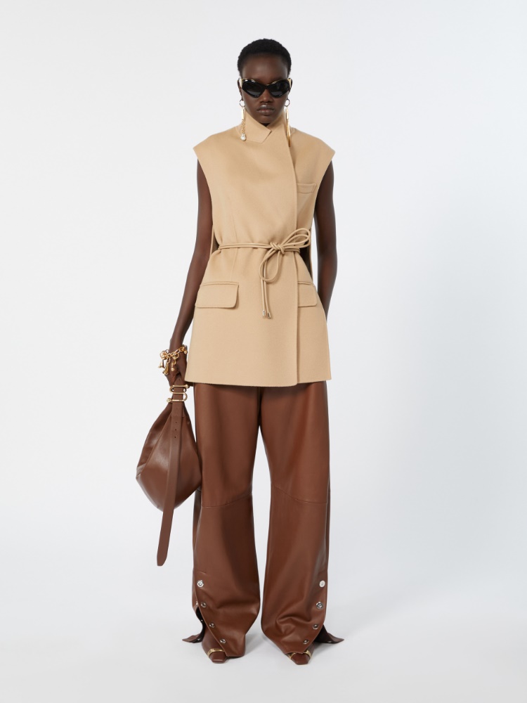 Blazer smanicato in double di pura lana - CAMMELLO - 1