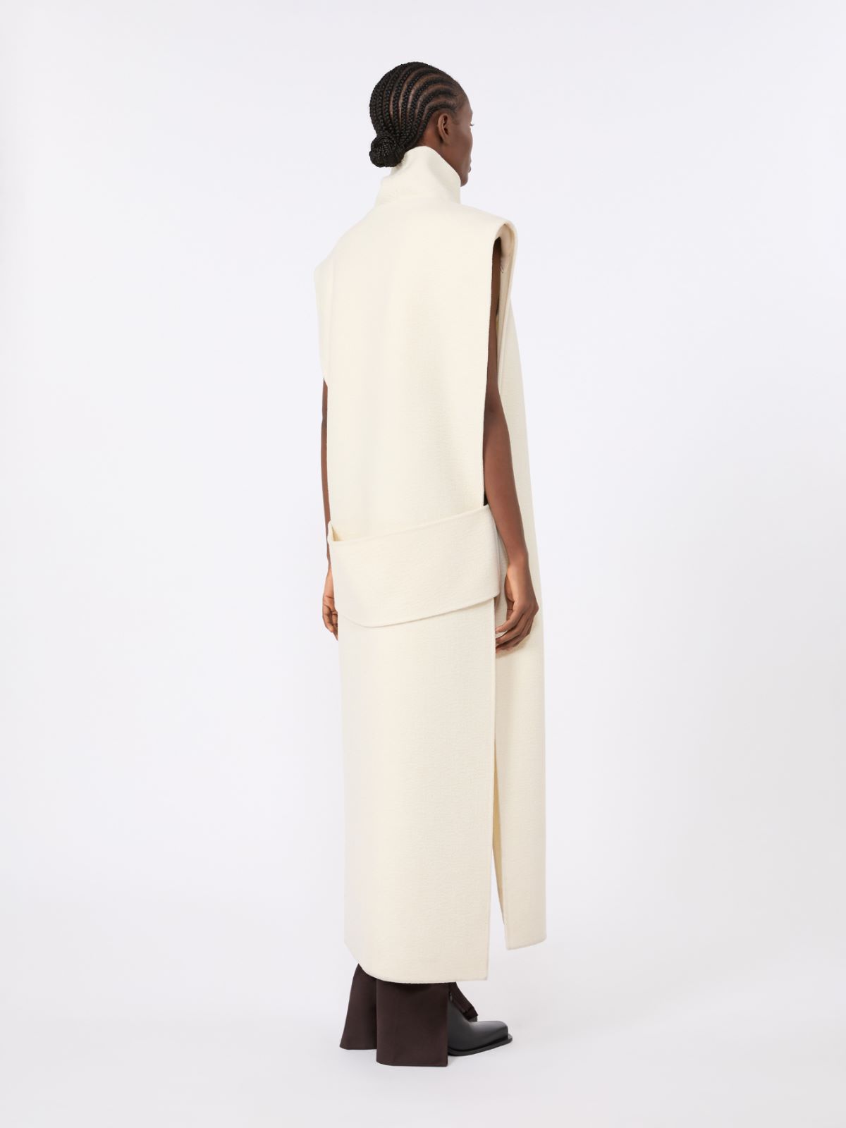 Sleeveless wool and cashmere coat - WHITE - Max Mara - 3