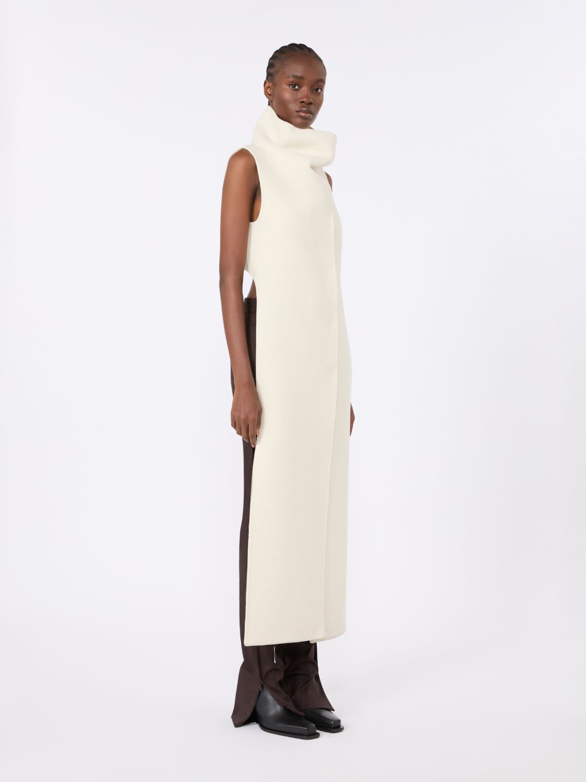 Sleeveless wool and cashmere coat - WHITE - Max Mara - 4