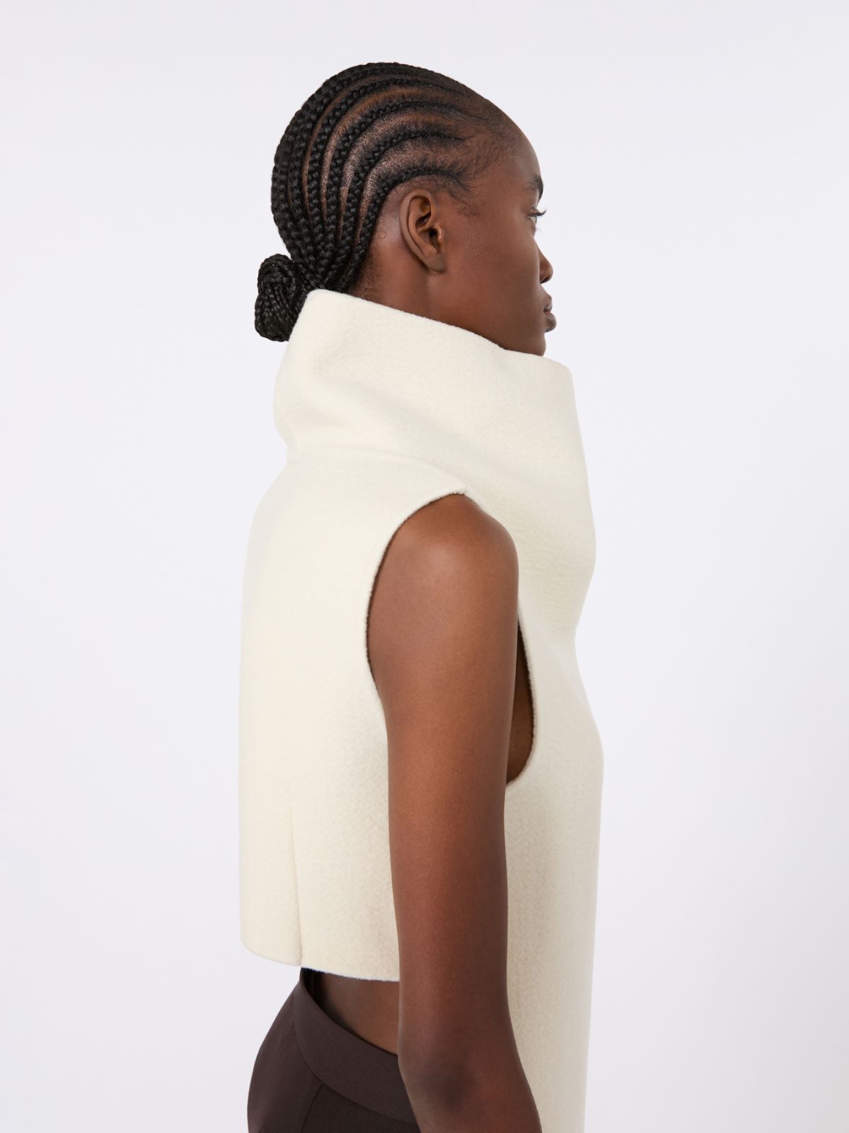 Sleeveless wool and cashmere coat - WHITE - Max Mara - 5