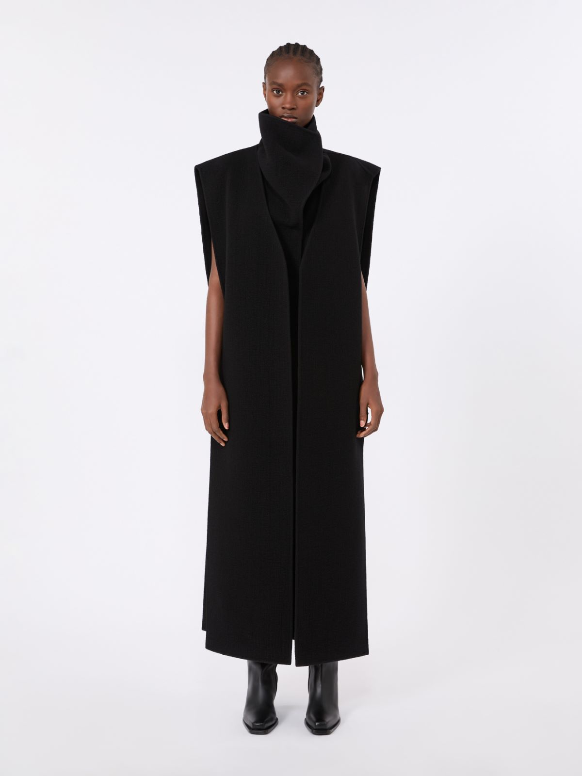Sleeveless wool and cashmere coat - BLACK - Max Mara - 2