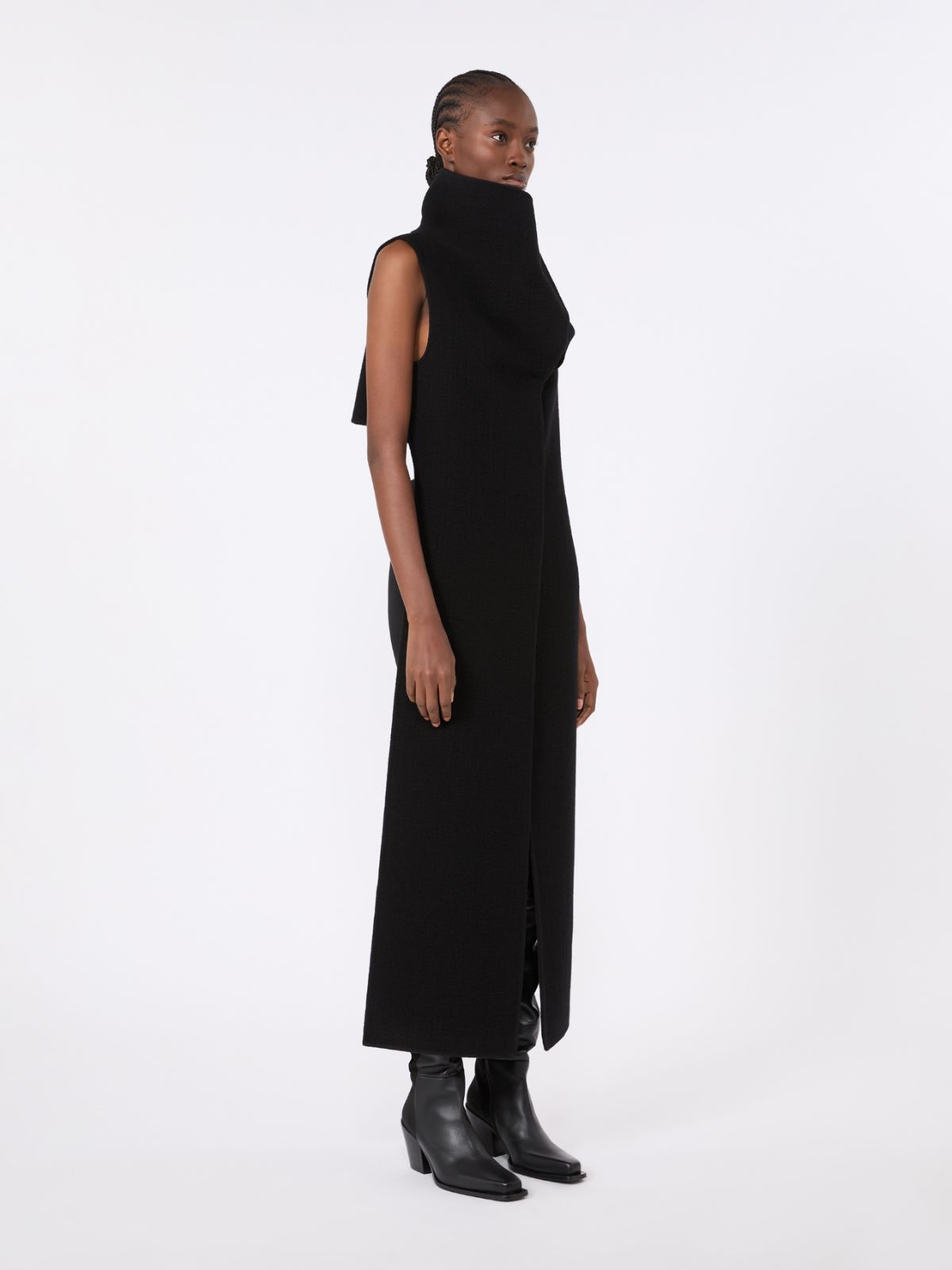 Sleeveless wool and cashmere coat - BLACK - Max Mara - 4